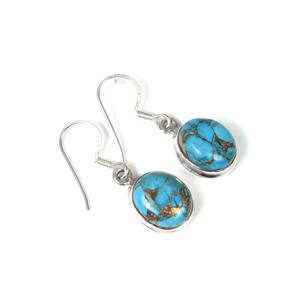 925 argent sterling massif décembre mois pierre de naissance crochet boucles d'oreilles bleu cuivre Turquoise lunette réglage boucles d'oreilles breloque - Product Image 1