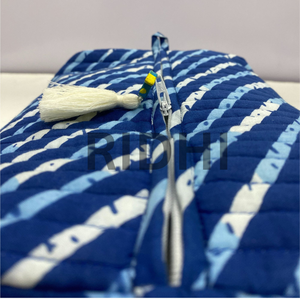 Sustainable Eco-Friendly Indigo Wave <b>Quilted</b> Travel <b>Bags</b> Cosmetic <b>Makeup</b> <b>Bag</b> Reusable Custom Boho Printed Durable Lightweight - Product Image 4