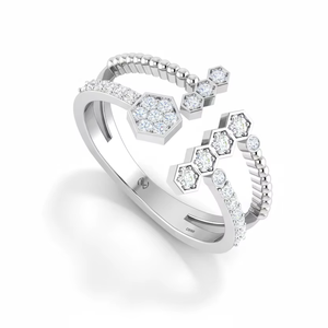 Elegante Anillo de Oro Sólido de 14K para Mujer con 28 Diamantes Naturales, Bañado en Rodio, 0.25Ctw, Corte Brillante, Joyería Moderna para Ocasiones Especiales - Product Image 1