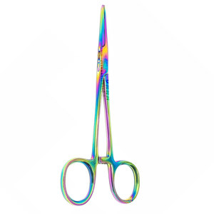 Pinzas Hemostáticas Kelly Rectas de 5.5 Pulgadas, Acero Inoxidable, Recubrimiento de Titanio Multicolor Arcoíris - Instrumento de Precisión de Grado Quirúrgico - Product Image 3