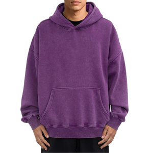 Sweat-shirt à capuche surdimensionné en molleton doux, lavage à l'acide violet, finition vintage, streetwear, vêtements d'hiver pour hommes et femmes - Product Image 1