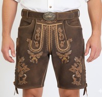 Pantalones Cortos de Cuero Transpirables de Alta Calidad para Hombre, Estilo Bávaro, Oktoberfest, de Gamuza de Cabra, Traje Tradicional Alemán