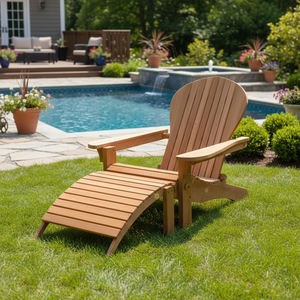 Chaise longue lunaire pliable en bois massif, écologique, avec repose-pieds, finition naturelle, pour parc, jardin, bord de piscine, patio, usage extérieur - Product Image 1