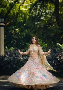 Elegent Bridal Multi Color Lehenga Choli en Georgette con trabajo de secuencia de bordado para mujeres en bodas y aspecto de recepción - Product Image 2