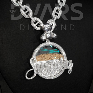 Colgante de Iniciales Personalizado Unisex Clásico de Plata de Ley 925 Chapado en Oro con Diamantes VVS de Dos Tonos de Lujo - Product Image 2