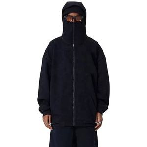 Wholesale Custom <b>Masked</b> Hoodie Oversized Streetwear zip up Sweatshirt with <b>Face</b> Cover Unisex Fashion Hoodie 100% Cotton - Product Image 5