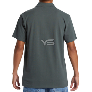 เสื้อโปโลกันรอยยับของผู้ชายปักลายสีพื้นในผ้าทอแบบผ้าไม่ทอ - Product Image 4