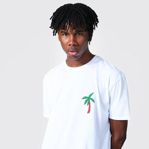 T-shirt uni 100% coton imprimé logo bouffant surdimensionné pour hommes Design à col rond vierge - Product Image 3