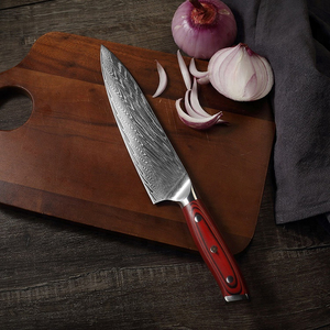 Cuchillo de Chef de cocina profesional Premium, opción de logotipo personalizado, mango de madera de acero de Damasco, Apto para lavavajillas, fabricado en Pakistán - Product Image 2