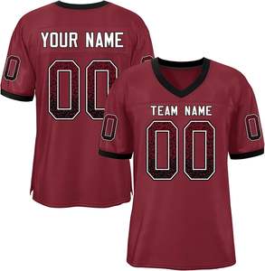 Camiseta de fútbol americano de secado rápido personalizada OEM, malla transpirable, poliéster, logotipo de equipo deportivo, nombre, número, Impresión de transferencia de calor Plus - Product Image 6