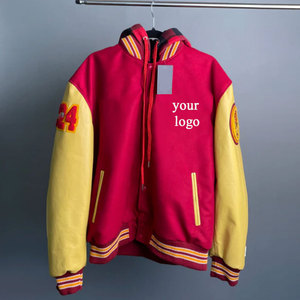 Veste universitaire sur mesure pour homme, veste de baseball d'hiver, bomber en cuir, manches en cuir, broderie de logo. - Product Image 6