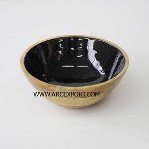 Cuenco de madera Estilo de decoración Lujo Color negro y marrón Cuenco antiguo para servir Cuencos de cocina de forma redonda de calidad de lujo - Product Image 5