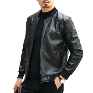 Veste en simili cuir élégante pour homme, douce et chaude, col montant avec poches zippées, coupe classique, toile pour la saison hivernale, veste pour homme - Product Image 3