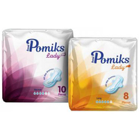 Toallas Sanitarias Pomiks, 10 Unidades, Ultrafinas, de Algodón, con Alas, Transpirables, Desechables, 24 cm, Alta Calidad, Excelente Absorbencia, ISO9001
