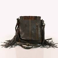 Tas Selempang Kulit Sapi Asli Buatan Tangan, Tas Selempang Gaya Barat, Tas Tangan Bohemian, Tas Vintage dengan Ritsleting Transparan