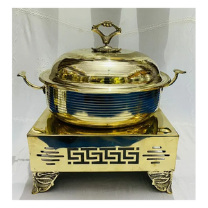 Trending Chafing Dish Calentador de alimentos Elegante juego de cobre dorado Portátil de acero inoxidable Hotel Restaurante Catering Fiesta Plato redondo - Product Image 1