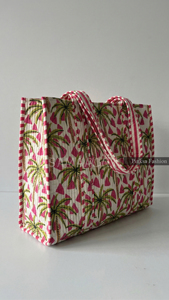 Sac fourre-tout matelassé fait main à fermeture éclair, imprimé palmiers tropicaux, grand sac de plage d'été, sac de voyage pour femme, vente en gros - Product Image 6