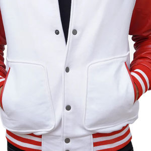 Veste universitaire d'hiver pour homme grande taille avec logo personnalisé du fabricant, en denim premium respirant et résistant au vent, avec détails en cuir - Product Image 3