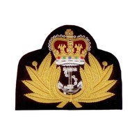 Écusson brodé fait main en tissu bullion, motif croissant de lune doré, pour casquettes, chapeaux d'aviateurs et maritimes, à coudre, OEM