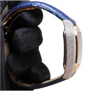Montre de sport mécanique automatique de luxe avec bracelet en cuir bleu, entièrement sertie de diamants Moissanite VVS, analogique en acier inoxydable - Product Image 3
