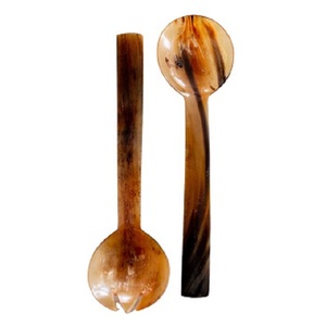 Serveur de salade en corne le plus populaire en 2024 Accessoires d'ustensiles de cuisine Design unique Vaisselle Outils de salade de service en corne polie - Product Image 1