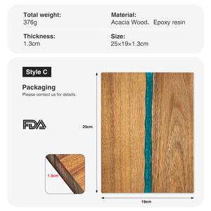 Tabla de cortar de madera hecha a mano con incrustaciones de resina azul Tabla de servir de cocina elegante y duradera - Product Image 6