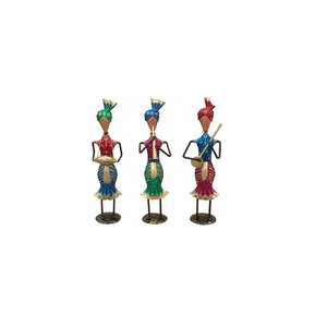 Ensemble de 3 figurines de musiciens punjabi antiques, export en vrac, prêt à l'emploi, décoration traditionnelle indienne pour la maison, cadeau, objet d'artisanat - Product Image 1