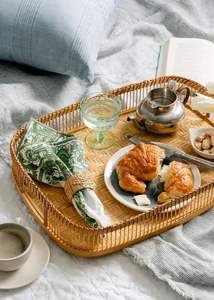 Vente en gros de plateaux à fruits ronds traditionnels en rotin naturel faits à la main de différentes tailles plateaux de service en rotin personnalisés plateaux de décoration intérieure - Product Image 4