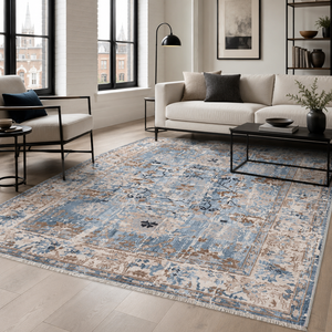 <b>Rug</b> Weavers RW7155 Shirvan Indigo <b>Tribal</b> Washable <b>Rug</b> Dropshipping Wholesale Washable Chenille 10 Sizes - Product Image 3