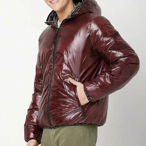 Veste d'hiver matelassée oversize légère et écologique pour homme, col montant, style streetwear brillant et personnalisable - Product Image 2