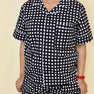 Vêtements de nuit à demi-manches Pyjamas pour femmes Combinaison de nuit en coton, vêtements de nuit tricotés pour femmes - Product Image 1