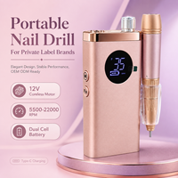 Perceuse à ongles électrique sans fil rechargeable HOWYEA 22000 tr/min avec moteur sans noyau, affichage numérique, kit de manucure et pédicure pour salon