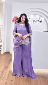 Designer Silk <b>Top</b>-Bottom and Dupatta Set with Heavy Embroidery and <b>Sequins</b> for <b>Party</b> Occasions - Product Image 3