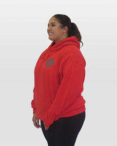 Vente en gros de sweat à capuche femme rouge classique surdimensionné avec fermeture éclair nouveau design épaule tombante anti-rides respirant col à capuche vierge - Product Image 3