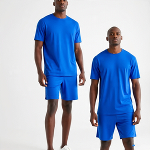 Venta al por mayor camiseta pantalones cortos de dos piezas Set Hombres 100% Algodón Poliéster Jogging Wear Shorts Set Summer Tee Shorts de dos piezas - Product Image 5