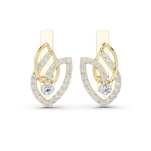 Round Moissanite Leaf Petal <b>Stud</b> Earrings 925 <b>Sterling</b> <b>Silver</b> Collet Prong 46-Stone - Product Image 3