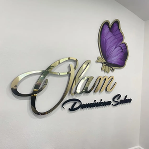 Enseigne Murale <span class=keywords><strong>en</strong></span> Acrylique pour Salon de Beauté, Salon de Coiffure, Bureau – Facile à Installer, Découpe Laser, Logo Commercial Personnalisé - Product Image 2