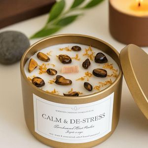 AIKUN Custom Tin <b>Scented</b> <b>Candle</b> with Lid Soy Wax Aromatherapy <b>Candle</b> Crystal <b>Candle</b> for Home Decor Wholesale - Product Image 3
