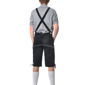 2025 personalizado para hombre negro bávaro Lederhosen ligero ante cuero medio plano a juego tirantes pantalón - Product Image 2
