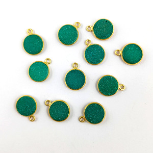 Colgante Druzy de piedras preciosas de 10mm en oro de 18 quilates Vermeil 925 Conjunto de bisel de plata esterlina Collar Colgantes y dijes finos hechos a mano - Product Image 6