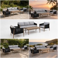 Modernes Aluminium-Gartenmöbel-Set mit Seilgeflecht, Wasserfest, für Wohnzimmer & Hotel-Terrasse