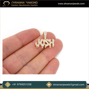 Custom 1.2CT VS GH Diamond Nameplate Pendant Men 14K <b>Gold</b> Drip Letter Jewelry with Pearl <b>Tester</b> Certified unisex High Quality - Product Image 2