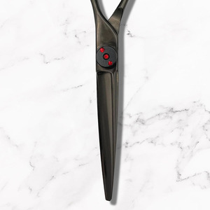 Ciseaux de coupe de cheveux de haute qualité couleur noire enduits ciseaux de coiffure à lame tranchante droite avec vis fantaisie réglable - Product Image 3