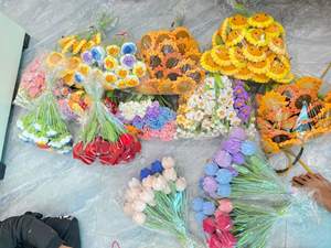 Handmade Crochet Yarn Flower Knitted <b>Decoration</b> Vietnam 99GD 2025 Hot <b>Sale</b> for Office Wedding Party and Home Display - Product Image 5