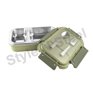 Boîte à lunch Tiffin en acier inoxydable Porte-aliments de camping en métal poli avec serrure Boîte à lunch unique - Product Image 1