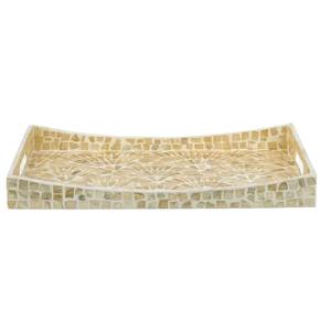 Bandeja de Nácar Natural Beige con Incrustaciones de Concha, Bandejas Decorativas Curvas para Servir, Bandejas de Lujo Hechas a Mano para Sala de Estar y Dormitorio - Product Image 2