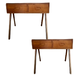 Tables basses modernes réglables en hauteur et extensibles, taille 80x60x75, en teck massif avec une finition lisse et soignée - Product Image 1