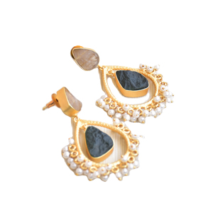 Boucles d'oreilles en laiton de qualité supérieure plaquées or, bijoux en pierres précieuses authentiques, finition polie, plaqué or sans nickel, durable, qualité supérieure B2B - Product Image 2