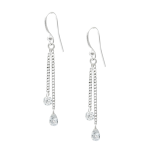 Boucles d'oreilles élégantes en argent sterling 925 avec zircon cubique blanc pour les anniversaires, les fêtes, les fournisseurs de gros de bijoux faits à la main - Product Image 2