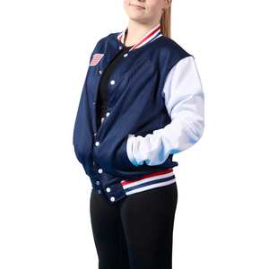 Nueva chaqueta universitaria para mujer al por mayor chaqueta de béisbol de gran tamaño con letras logotipo personalizado moda estilo universitario ropa de calle prendas de vestir exteriores - Product Image 1